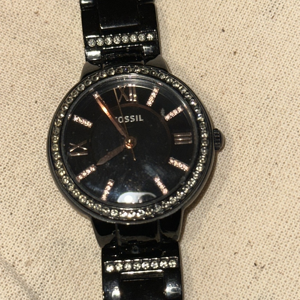 Fossil Watch black/gold WORKS!